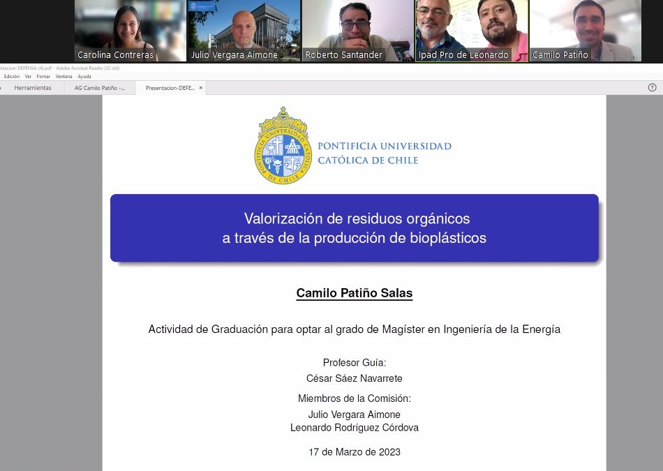 Camilo Patiño se convierte en nuevo graduado del Magíster en Ingeniería de la Energía de la Pontificia Universidad Católica de Chile