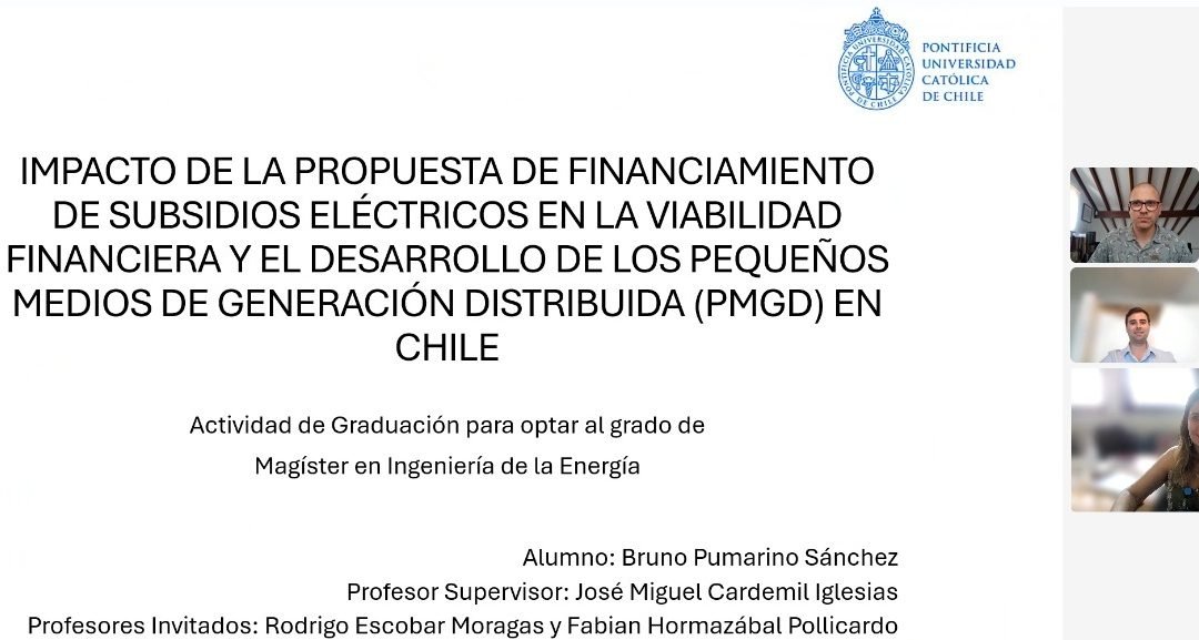 Bruno Pumarino se convierte en un nuevo graduado del Magíster en Ingeniería de la Energía de la Pontificia Universidad Católica de Chile