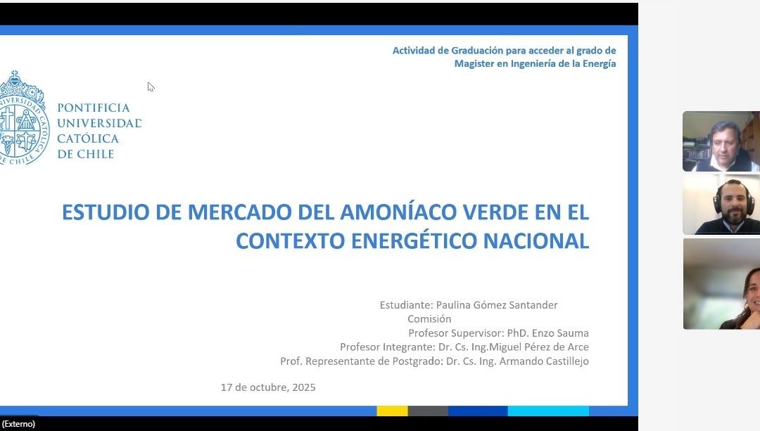 Paulina Gómez se convierte en una nueva graduada del Magíster en Ingeniería de la Energía de la Pontificia Universidad Católica de Chile