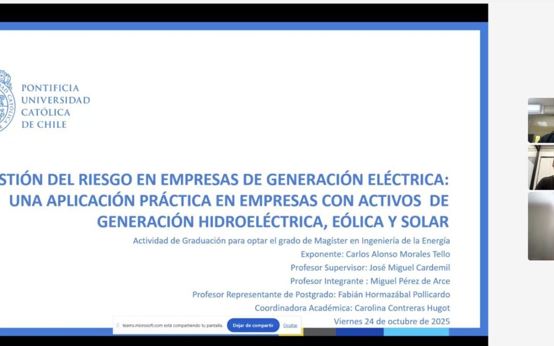 Carlos Morales se convierte en un nuevo graduado del Magíster en Ingeniería de la Energía de la Pontificia Universidad Católica de Chile